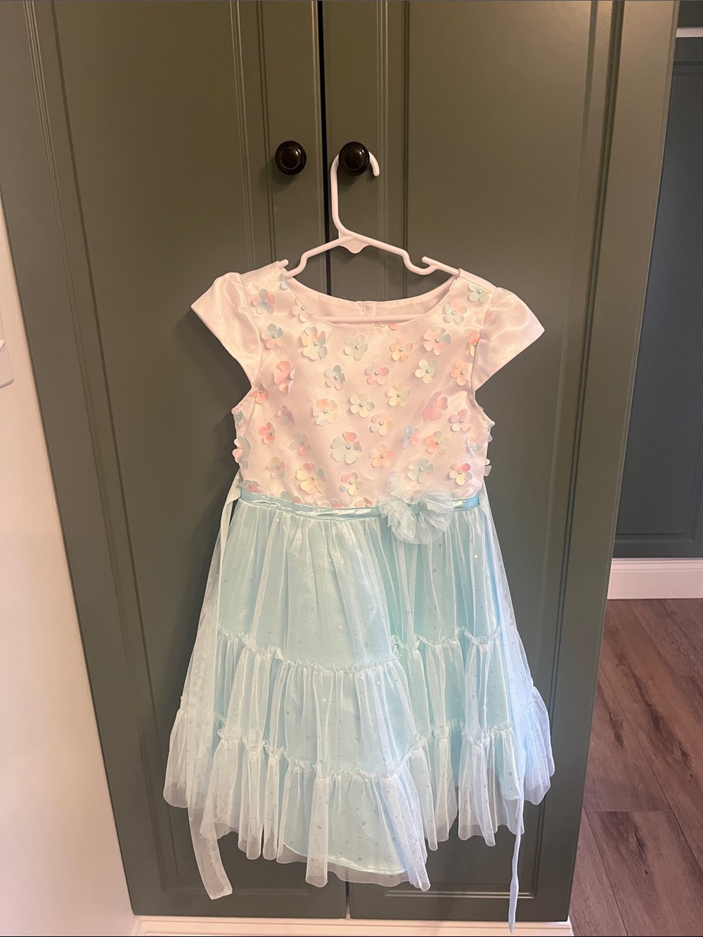 Jona Michelle White Dress with Pastel Floral Accents